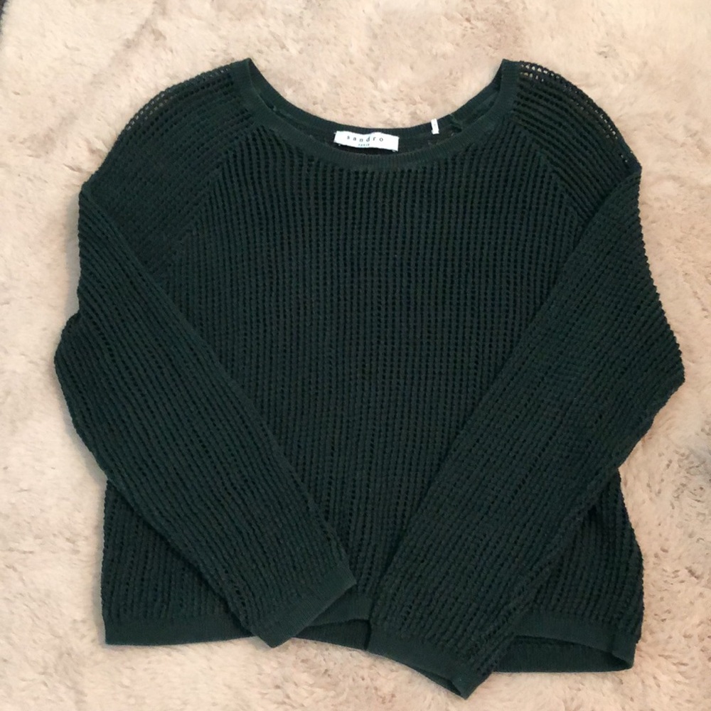 Sandro Paris Net-Knit Green Sweater Size 1